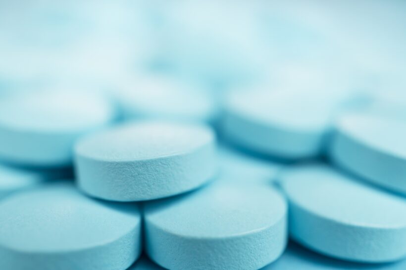 Macro Shot Of Blue Pills